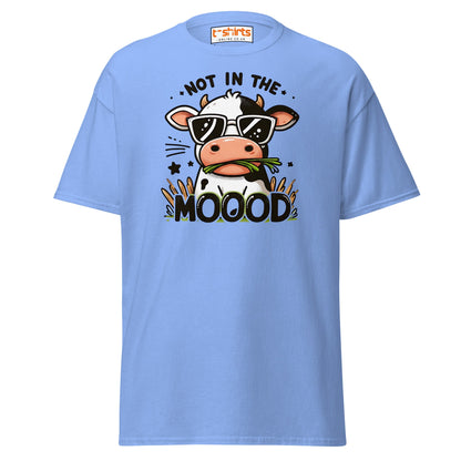 Not in the Mooood Funny Cow T-Shirt - Carolina Blue - T-Shirts Online