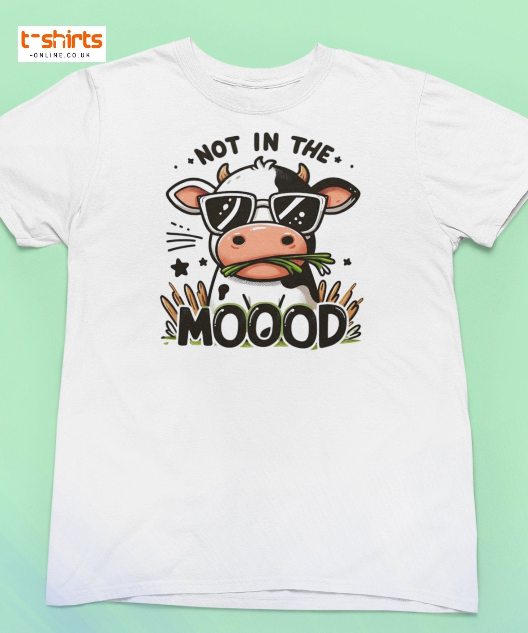 Not in the Mooood Funny Cow T-Shirt - Charcoal - T-Shirts Online