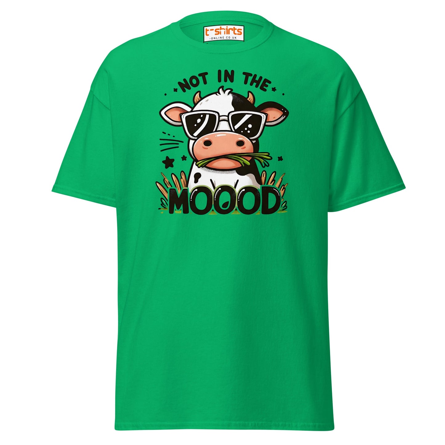 Not in the Mooood Funny Cow T-Shirt - Irish Green - T-Shirts Online
