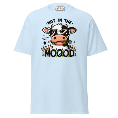 Not in the Mooood Funny Cow T-Shirt - Light Blue - T-Shirts Online