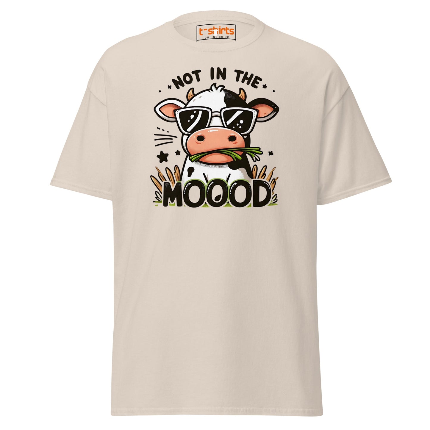 Not in the Mooood Funny Cow T-Shirt - Natural - T-Shirts Online