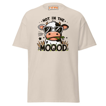 Not in the Mooood Funny Cow T-Shirt - Natural - T-Shirts Online