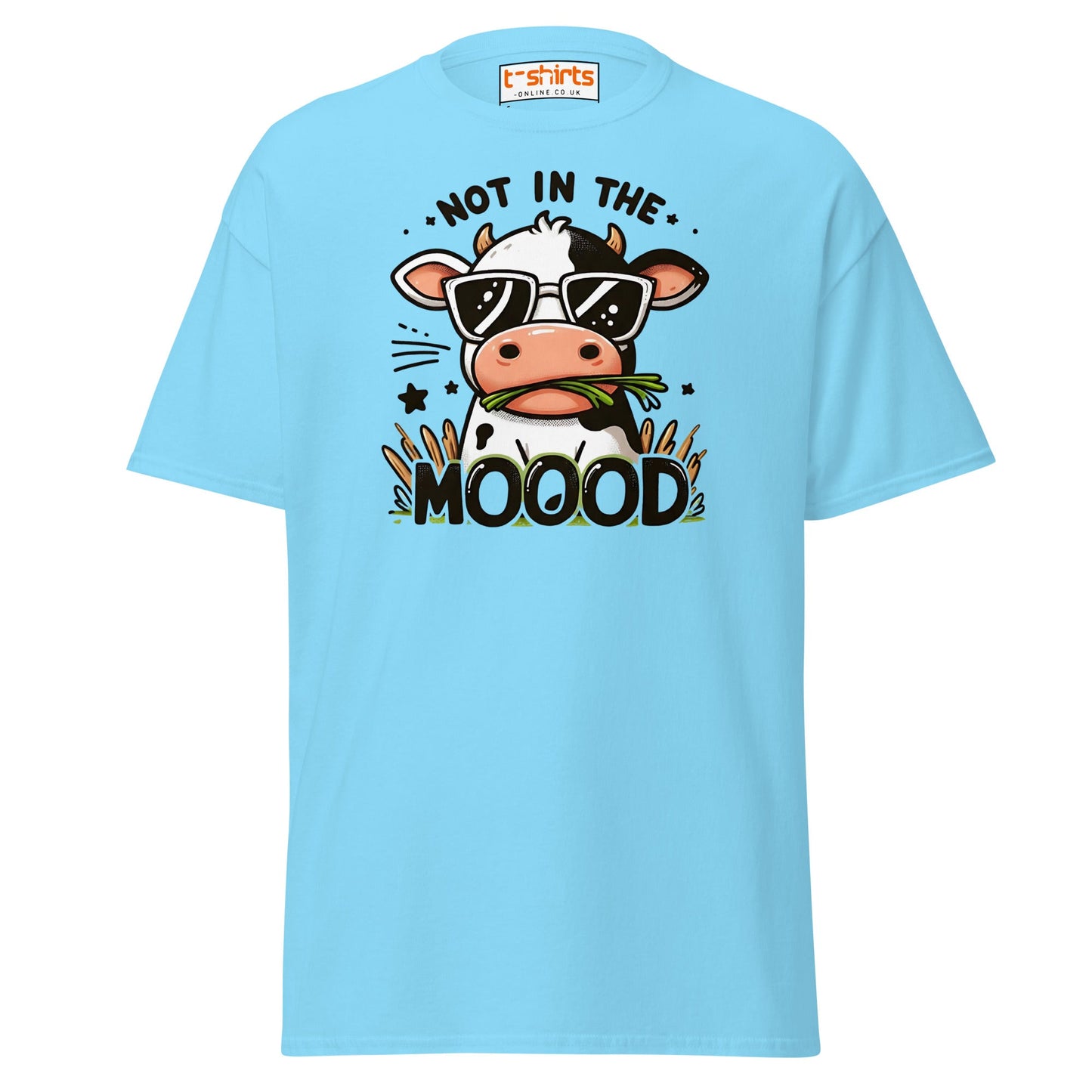 Not in the Mooood Funny Cow T-Shirt - Sky - T-Shirts Online