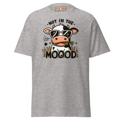 Not in the Mooood Funny Cow T-Shirt - Sport Grey - T-Shirts Online