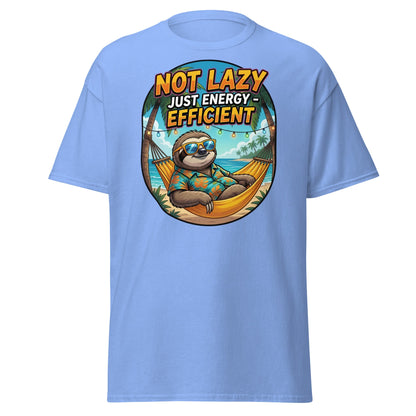 Not Lazy Just Energy Efficient Sloth T-Shirt Funny Tee - Carolina Blue - T-Shirts Online