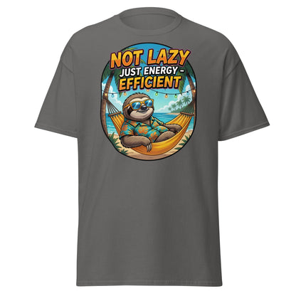 Not Lazy Just Energy Efficient Sloth T-Shirt Funny Tee - Charcoal - T-Shirts Online