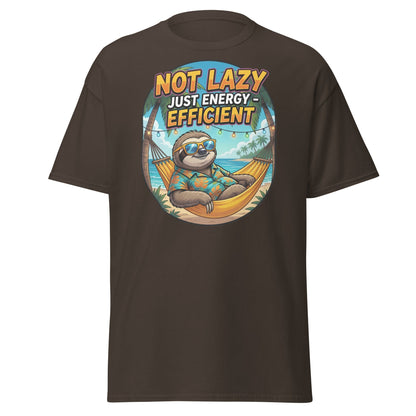 Not Lazy Just Energy Efficient Sloth T-Shirt Funny Tee - Dark Chocolate - T-Shirts Online