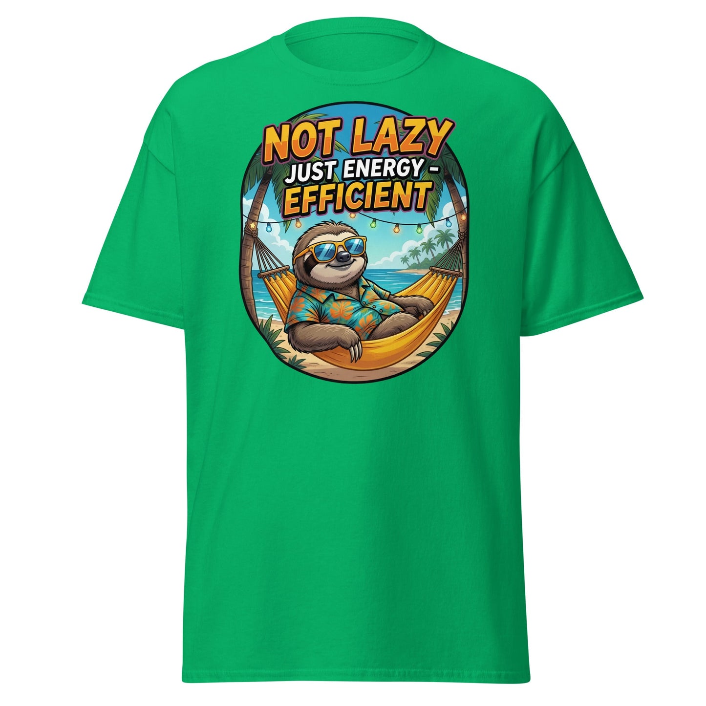Not Lazy Just Energy Efficient Sloth T-Shirt Funny Tee - Irish Green - T-Shirts Online