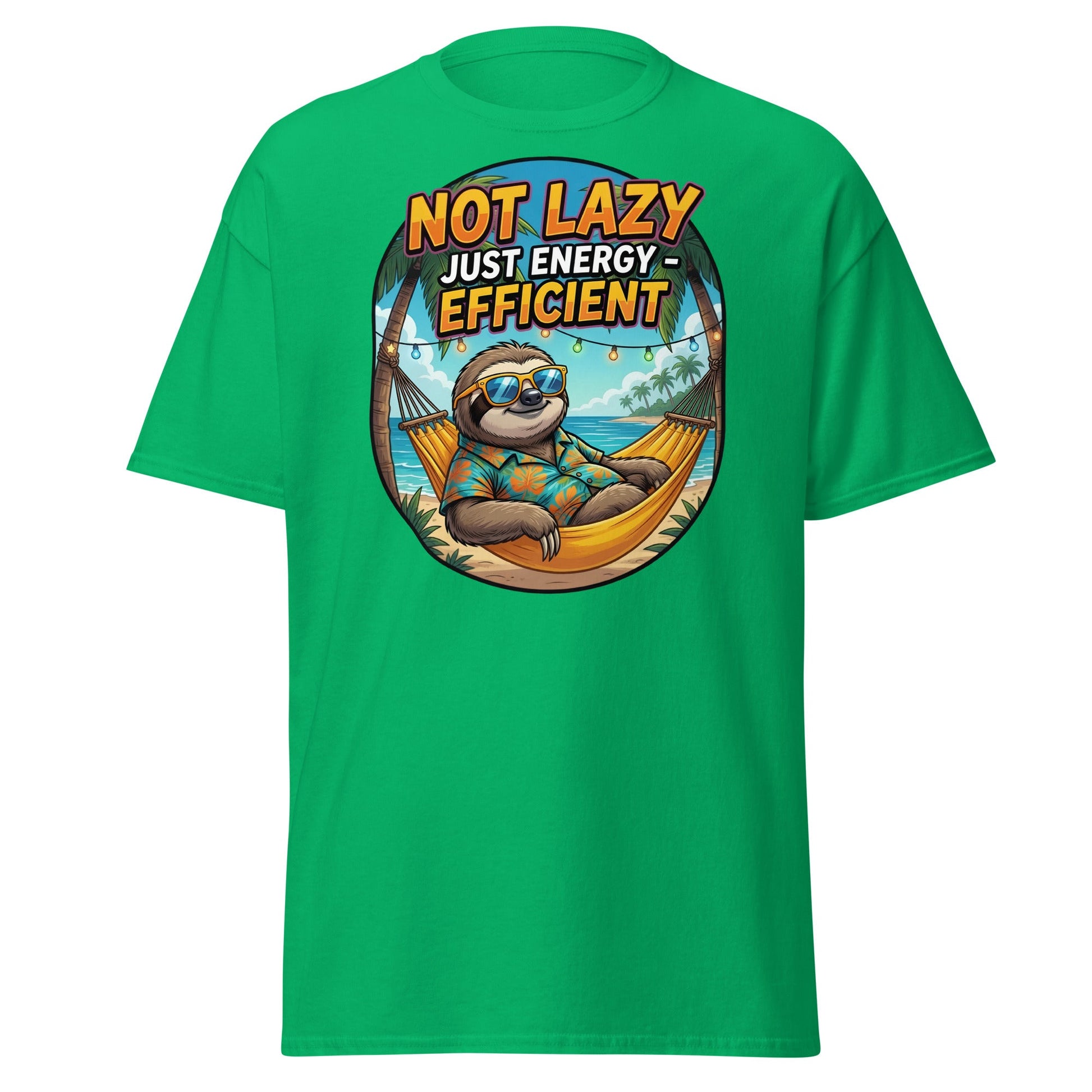 Not Lazy Just Energy Efficient Sloth T-Shirt Funny Tee - Irish Green - T-Shirts Online