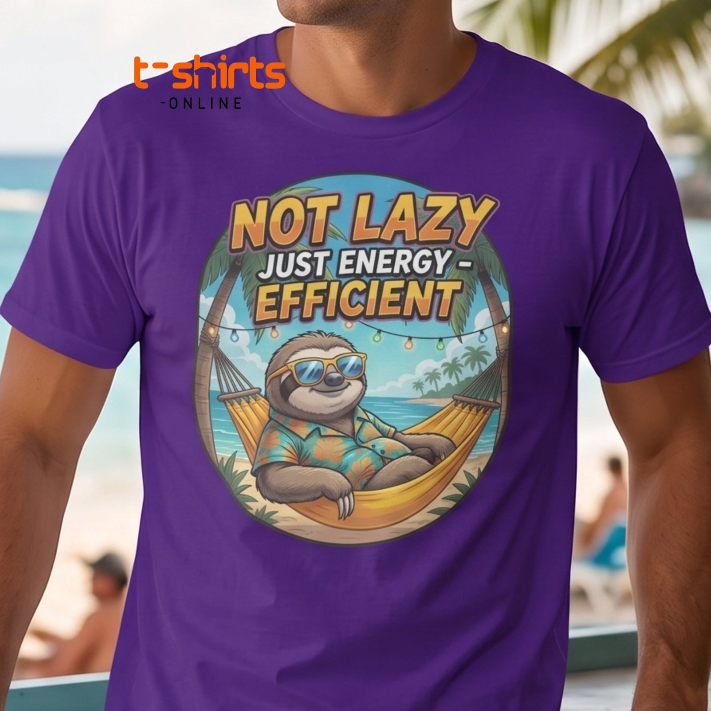 Not Lazy Just Energy Efficient Sloth T-Shirt Funny Tee - Maroon - T-Shirts Online