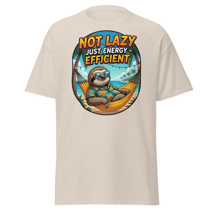 Not Lazy Just Energy Efficient Sloth T-Shirt Funny Tee - Natural - T-Shirts Online