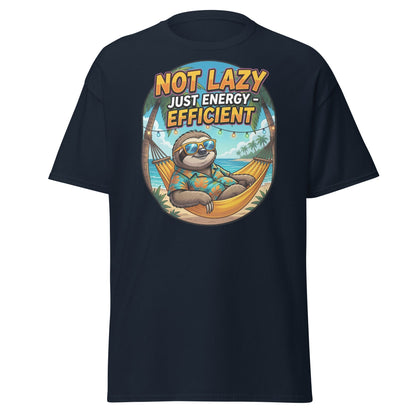 Not Lazy Just Energy Efficient Sloth T-Shirt Funny Tee - Navy - T-Shirts Online