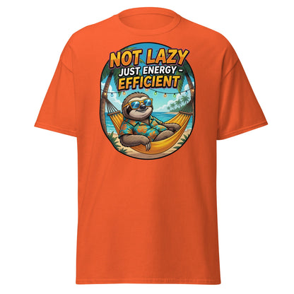 Not Lazy Just Energy Efficient Sloth T-Shirt Funny Tee - Orange - T-Shirts Online