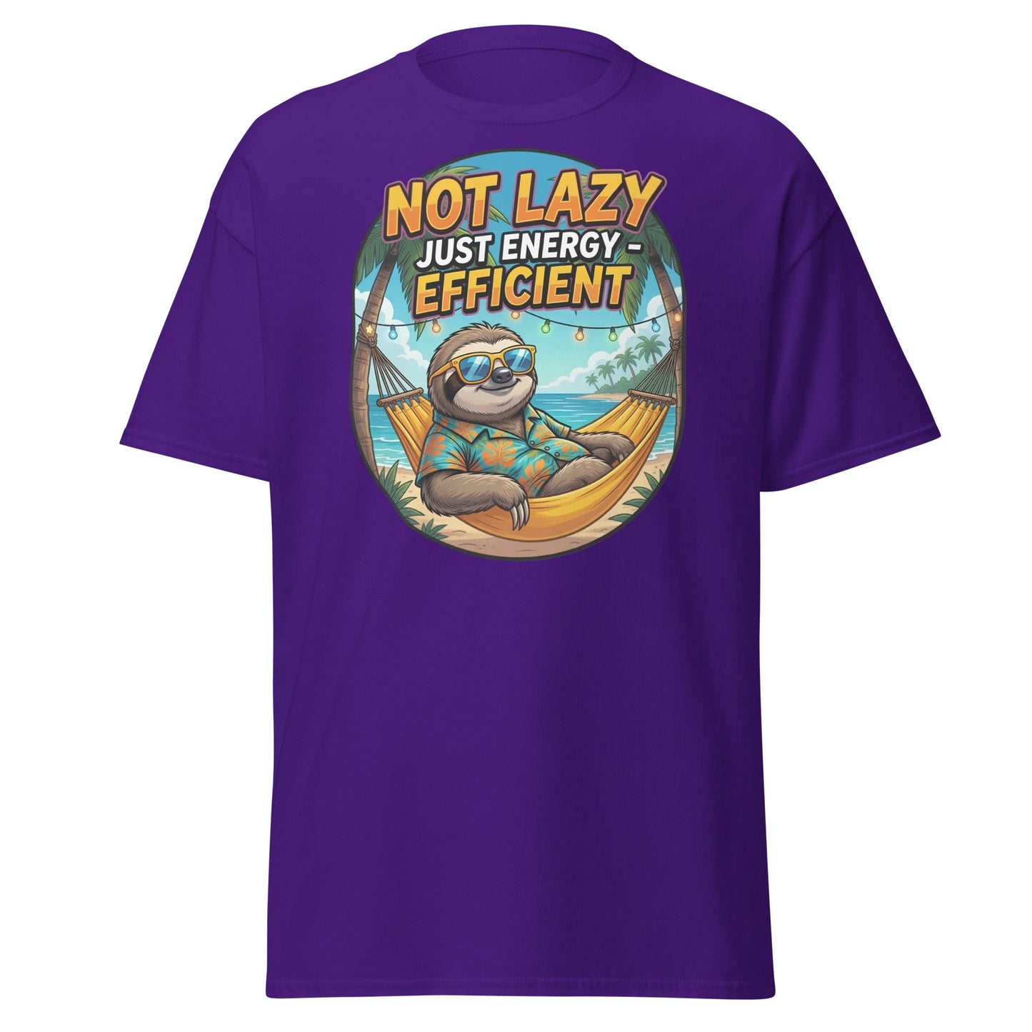 Not Lazy Just Energy Efficient Sloth T-Shirt Funny Tee - Purple - T-Shirts Online