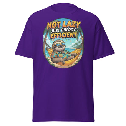 Not Lazy Just Energy Efficient Sloth T-Shirt Funny Tee - Purple - T-Shirts Online