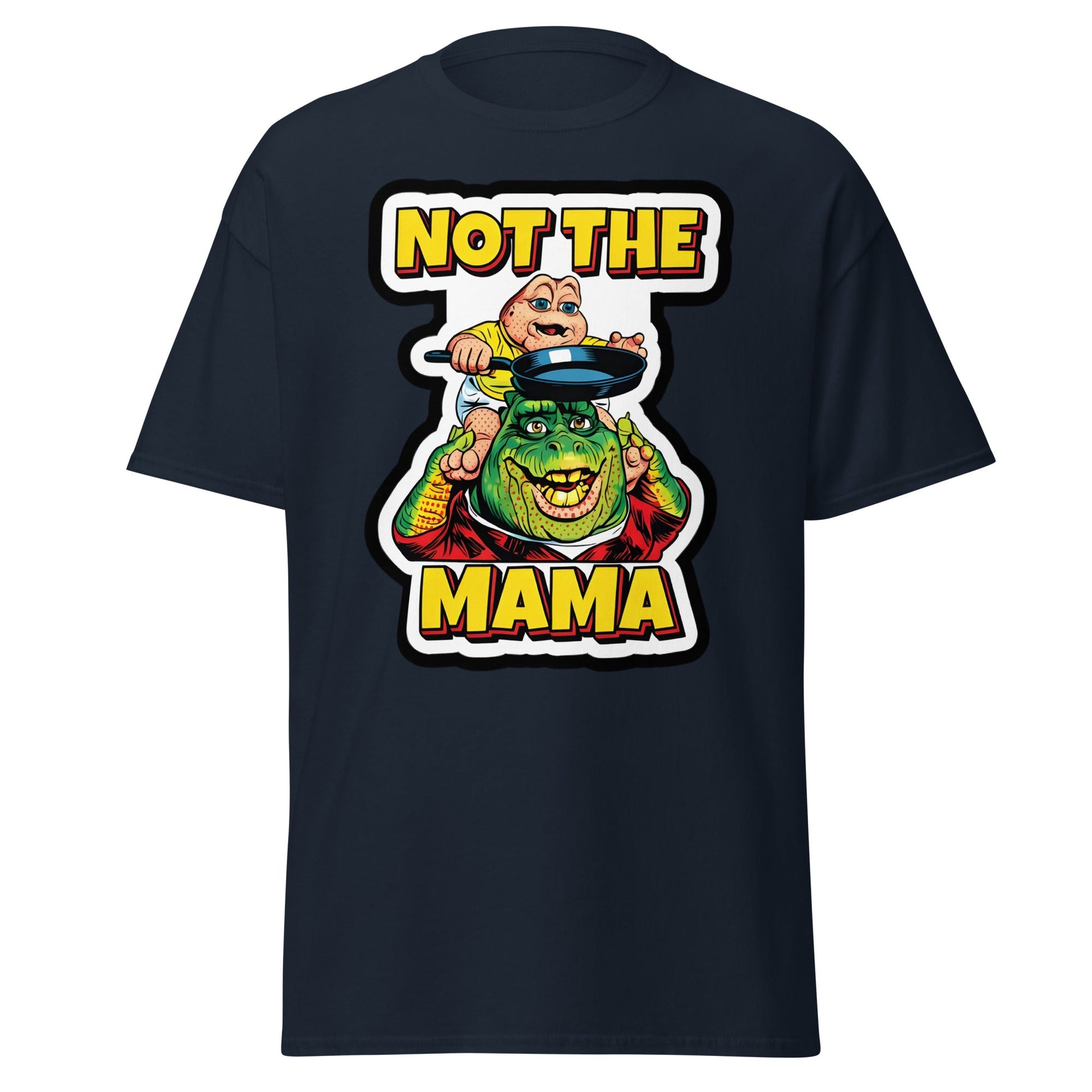 Not The Mama Funny Dinosaur T-Shirt - 90s Nostalgia Tee - Navy - T-Shirts Online