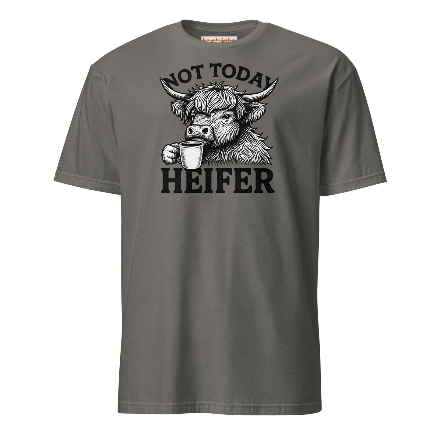 Not Today Heifer Funny Highland Cow Tee - Charcoal - T-Shirts Online