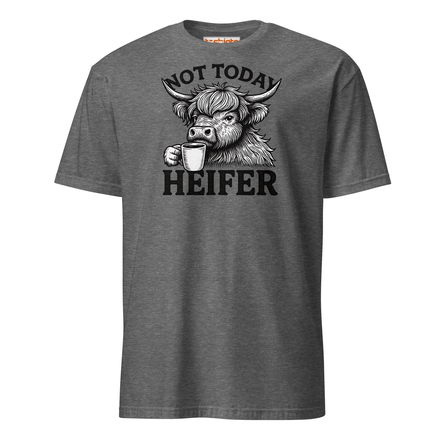 Not Today Heifer Funny Highland Cow Tee - Graphite Heather - T-Shirts Online