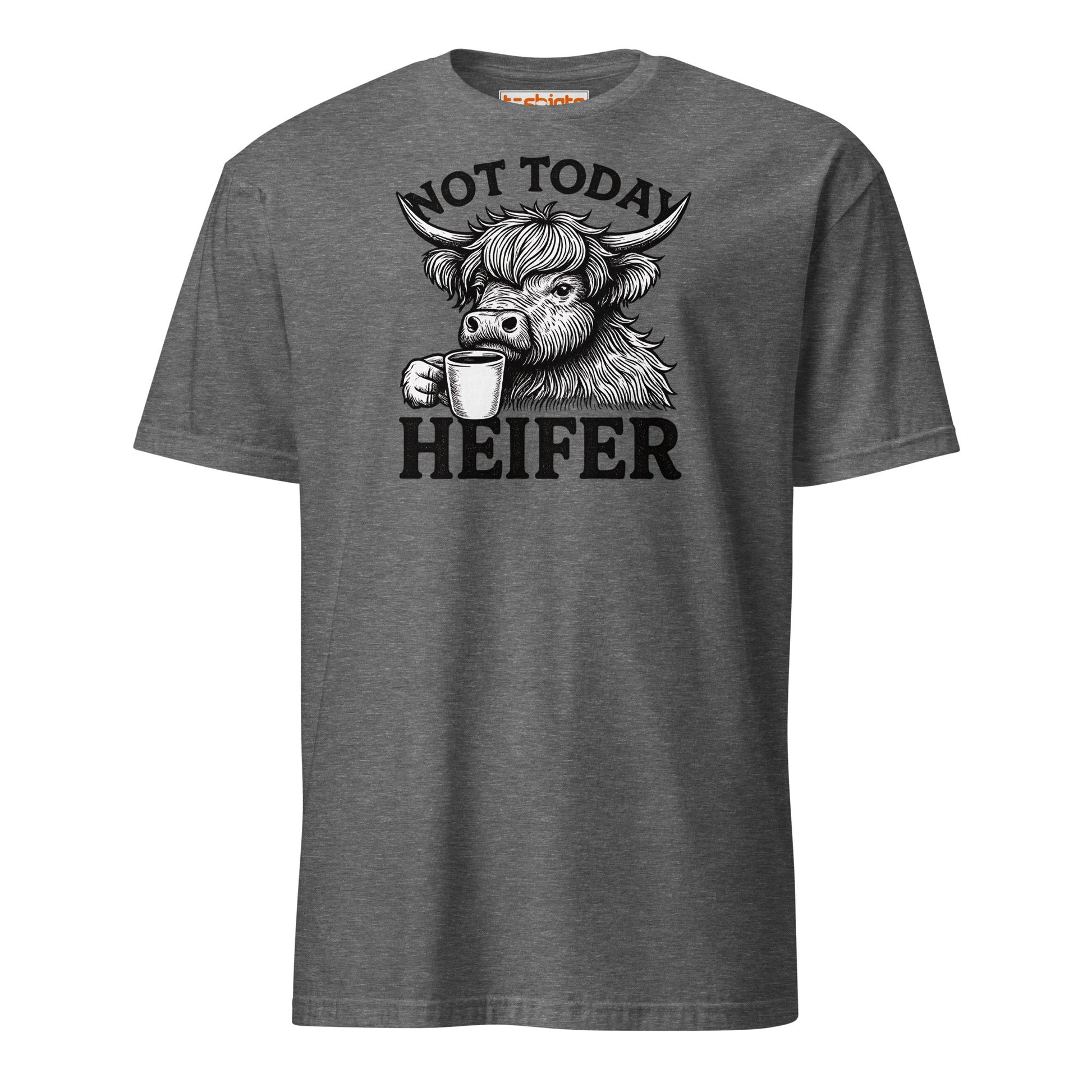 Not Today Heifer Funny Highland Cow Tee - Graphite Heather - T-Shirts Online