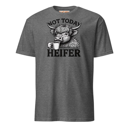 Not Today Heifer Funny Highland Cow Tee - Graphite Heather - T-Shirts Online