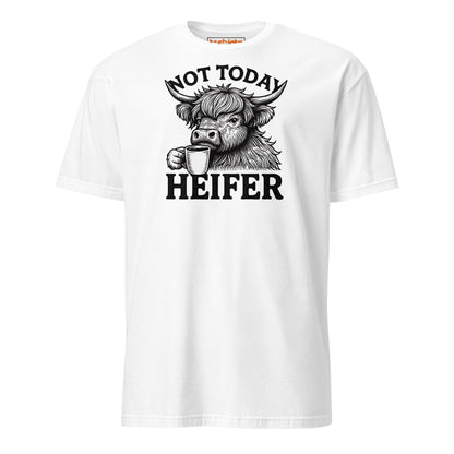 Not Today Heifer Funny Highland Cow Tee - White - T-Shirts Online