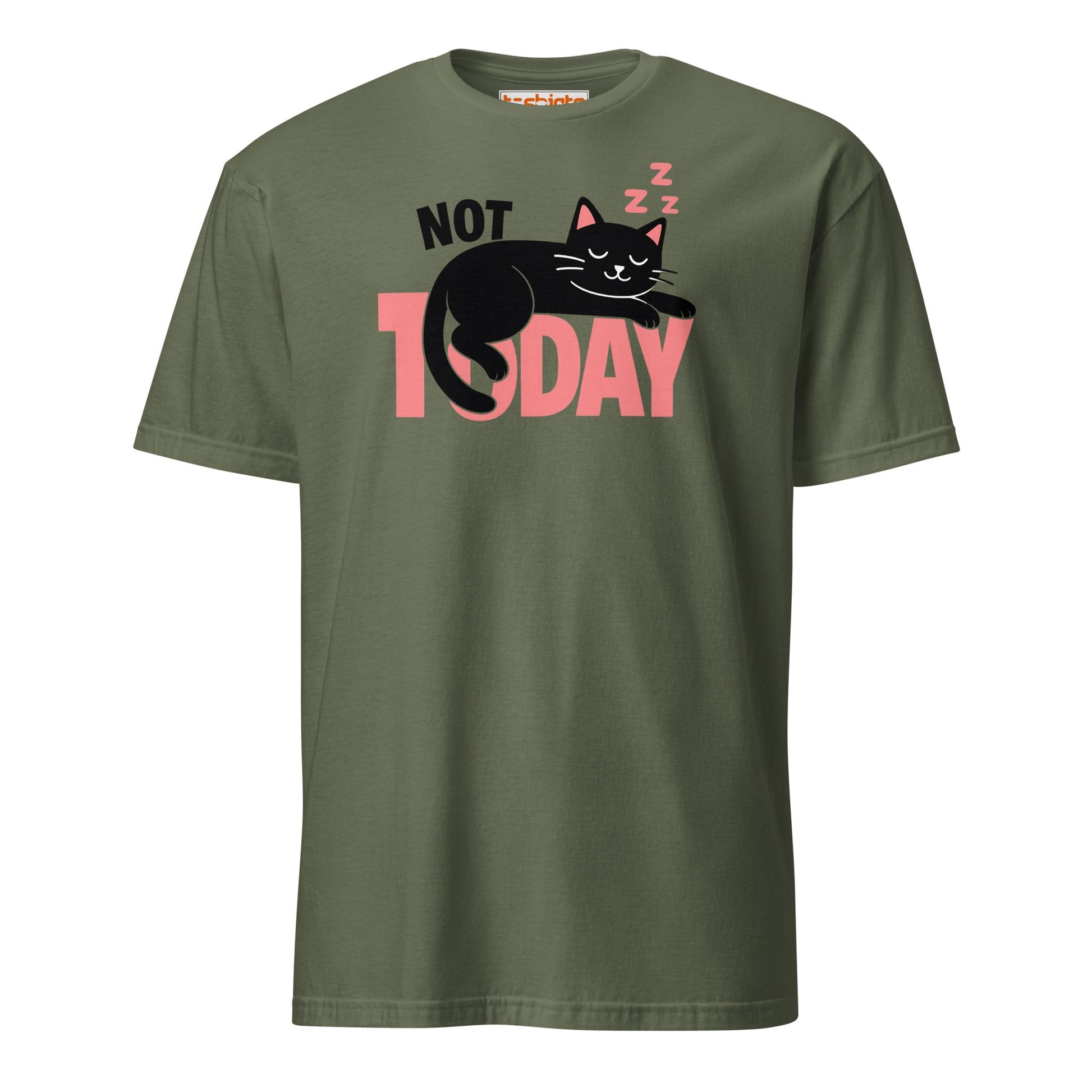 Not Today Sleeping Cat Lazy Day T-Shirt - Military Green - T-Shirts Online
