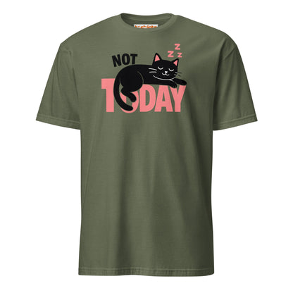 Not Today Sleeping Cat Lazy Day T-Shirt - Military Green - T-Shirts Online