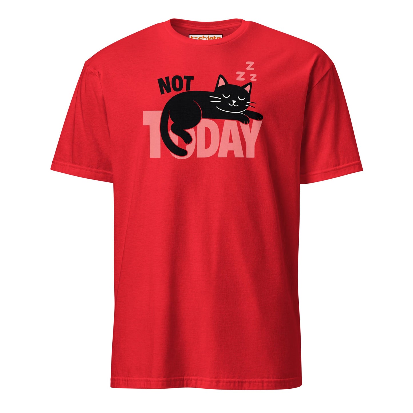 Not Today Sleeping Cat Lazy Day T-Shirt - Red - T-Shirts Online