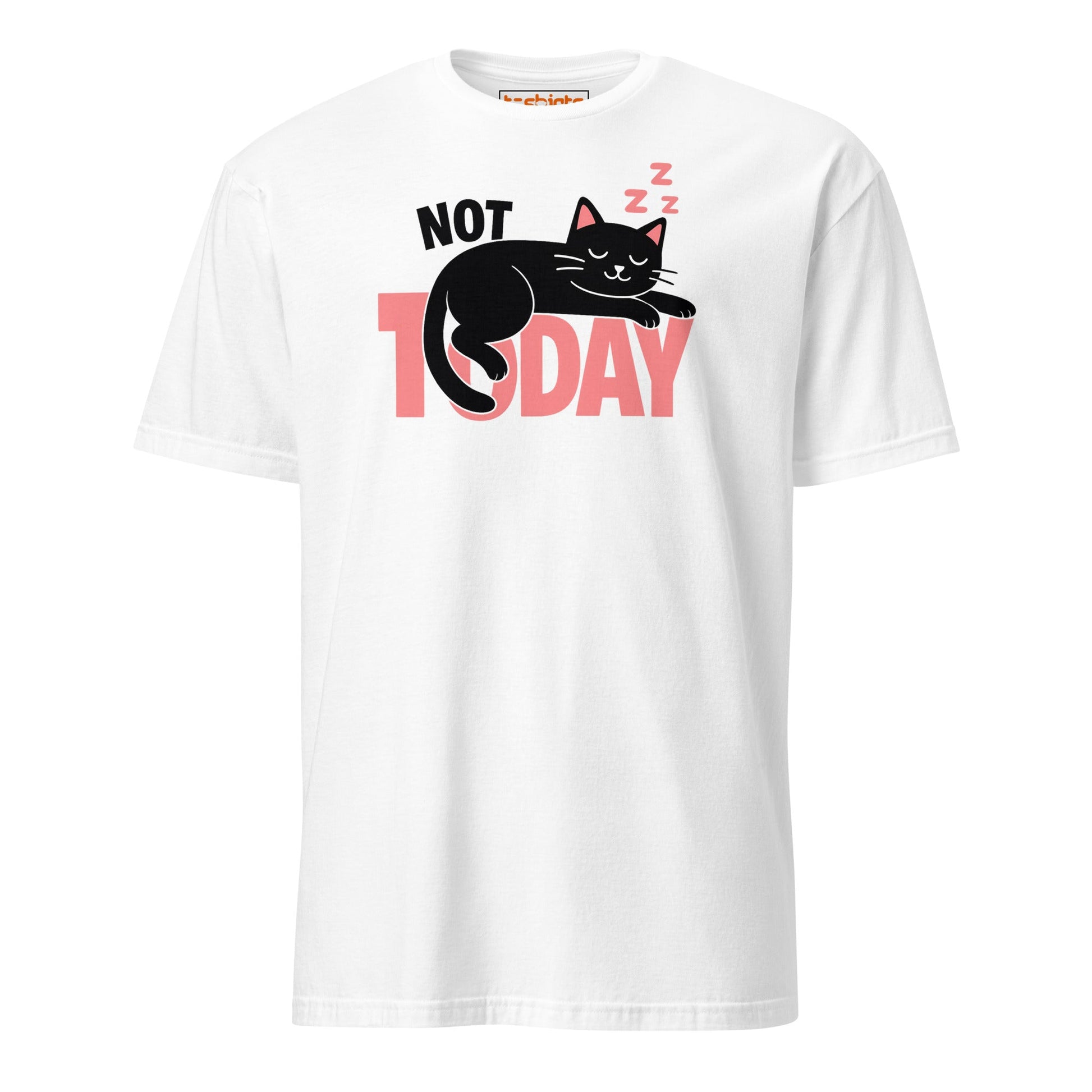 Not Today Sleeping Cat Lazy Day T-Shirt - White - T-Shirts Online