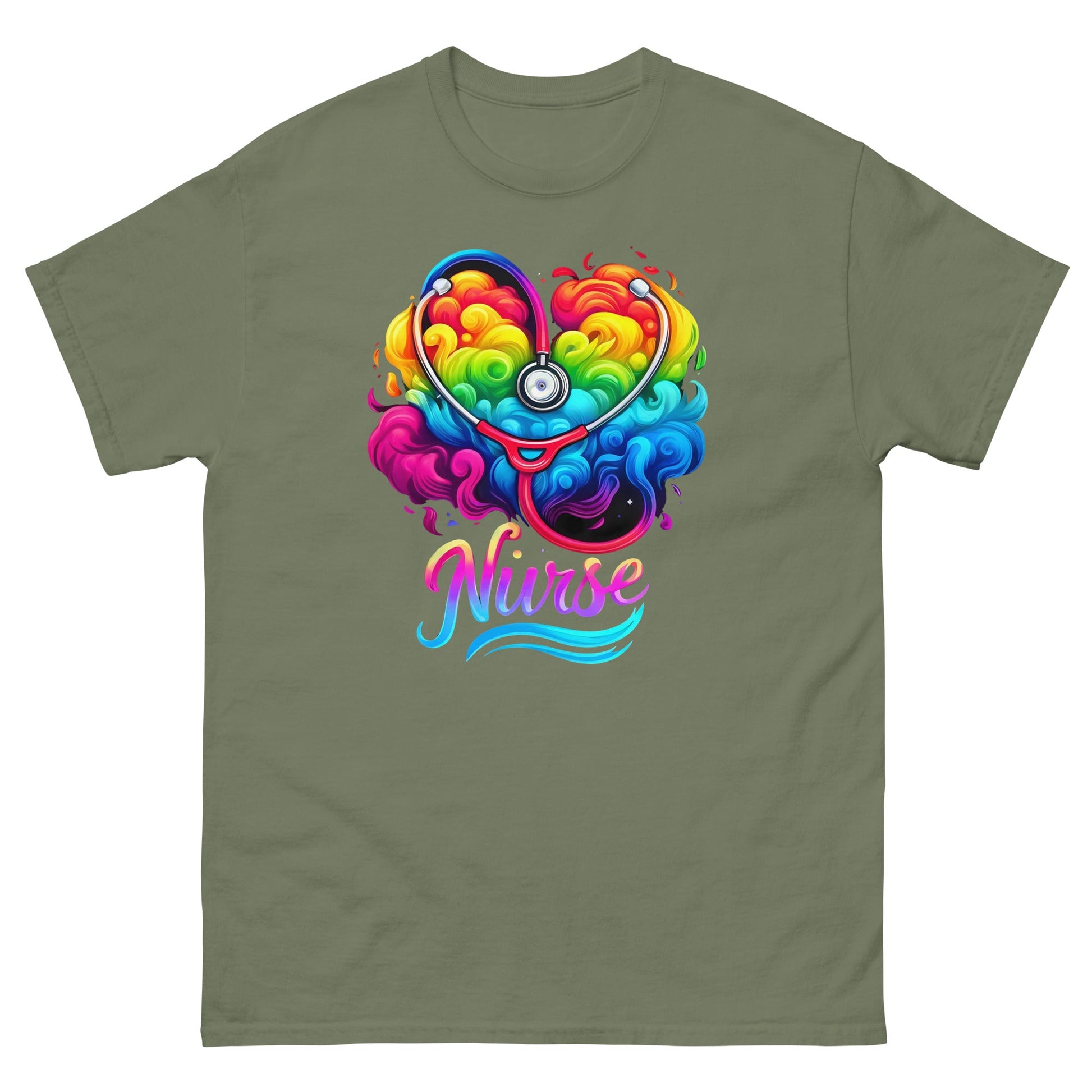 Nurse Heart | Nurse T-Shirt - Military Green - T-Shirts Online