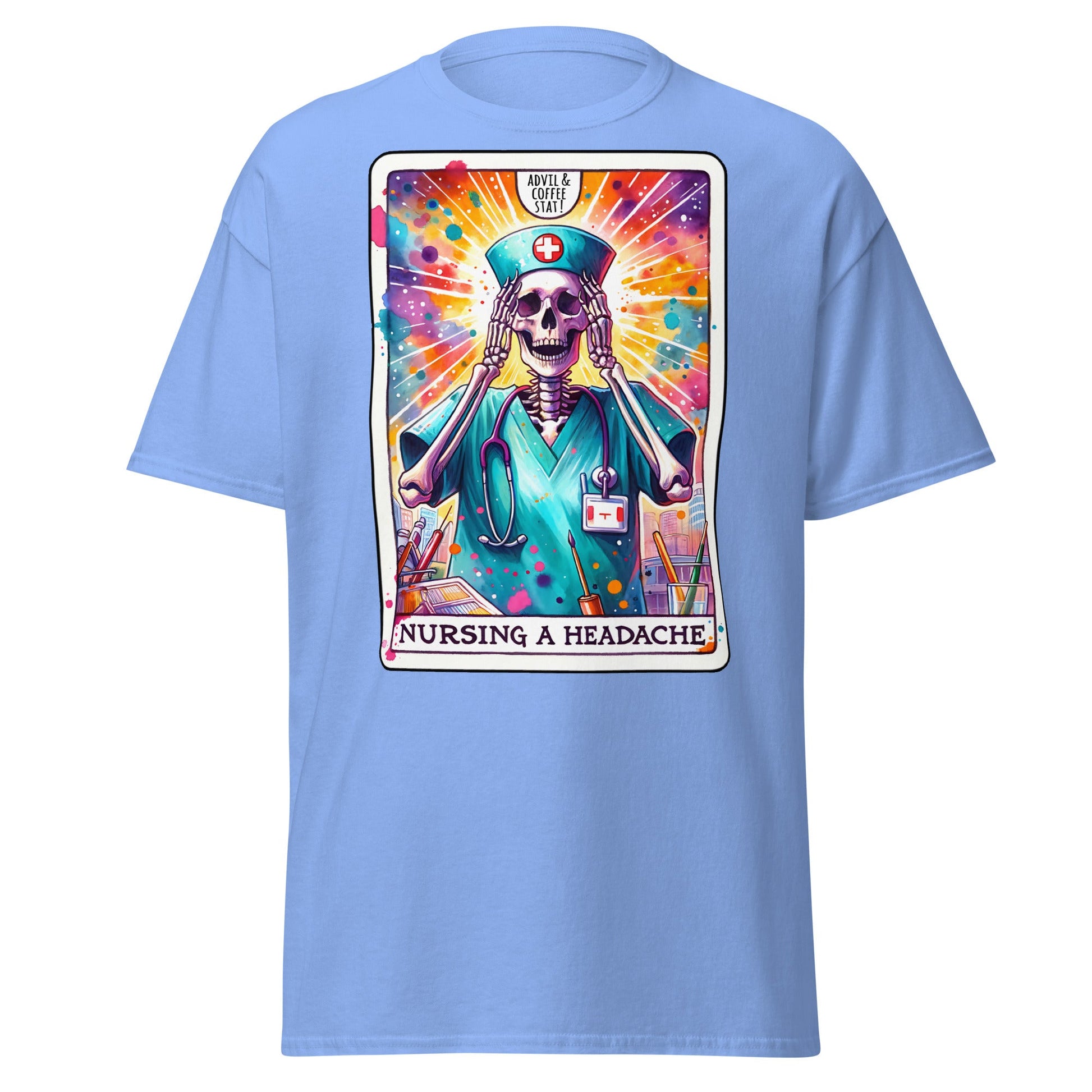 'Nursing a Headache' Tarot | Tarot Card T-Shirt - Carolina Blue - T-Shirts Online