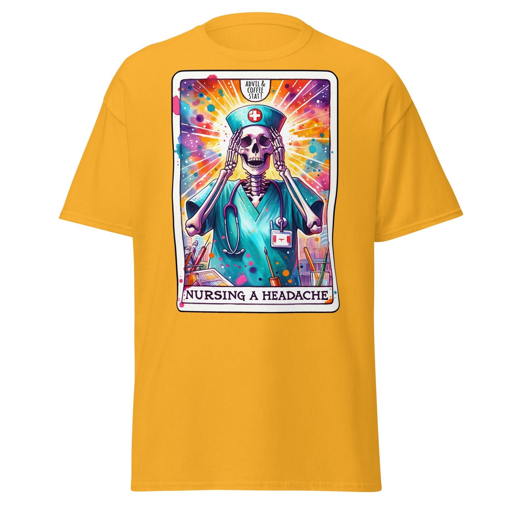 'Nursing a Headache' Tarot | Tarot Card T-Shirt - Gold - T-Shirts Online