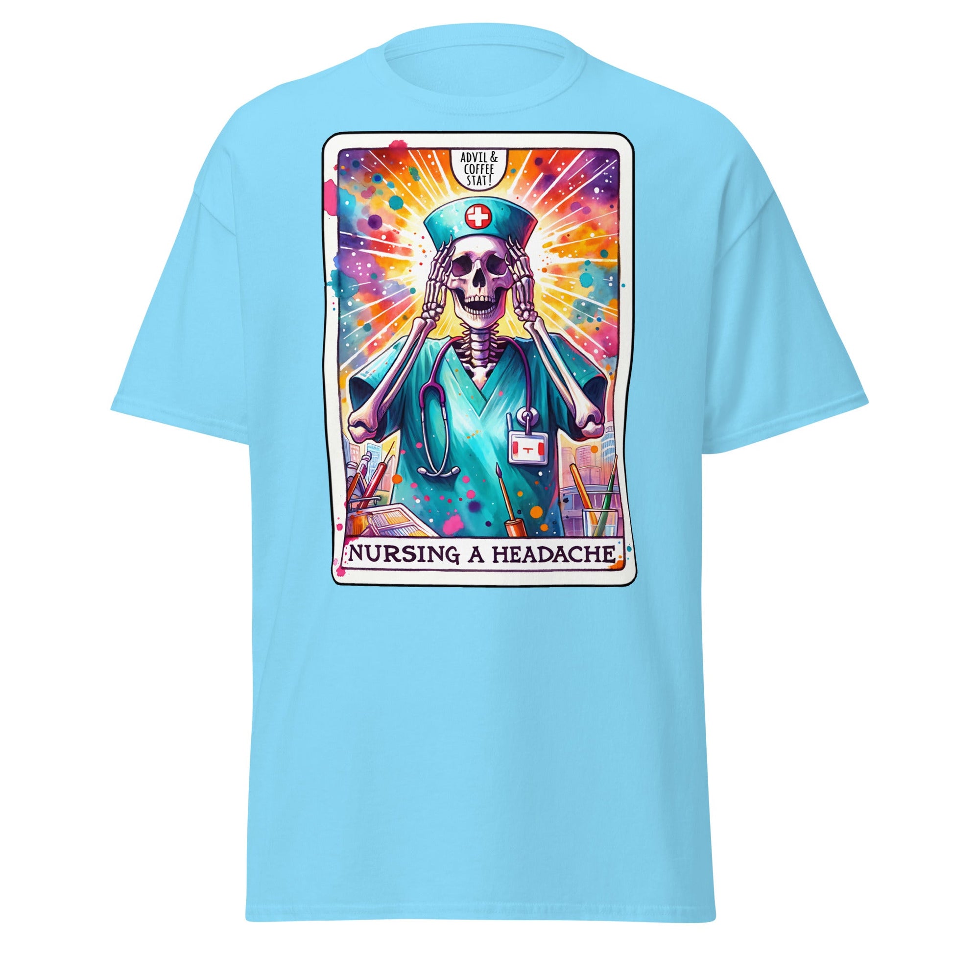 'Nursing a Headache' Tarot | Tarot Card T-Shirt - Sky - T-Shirts Online