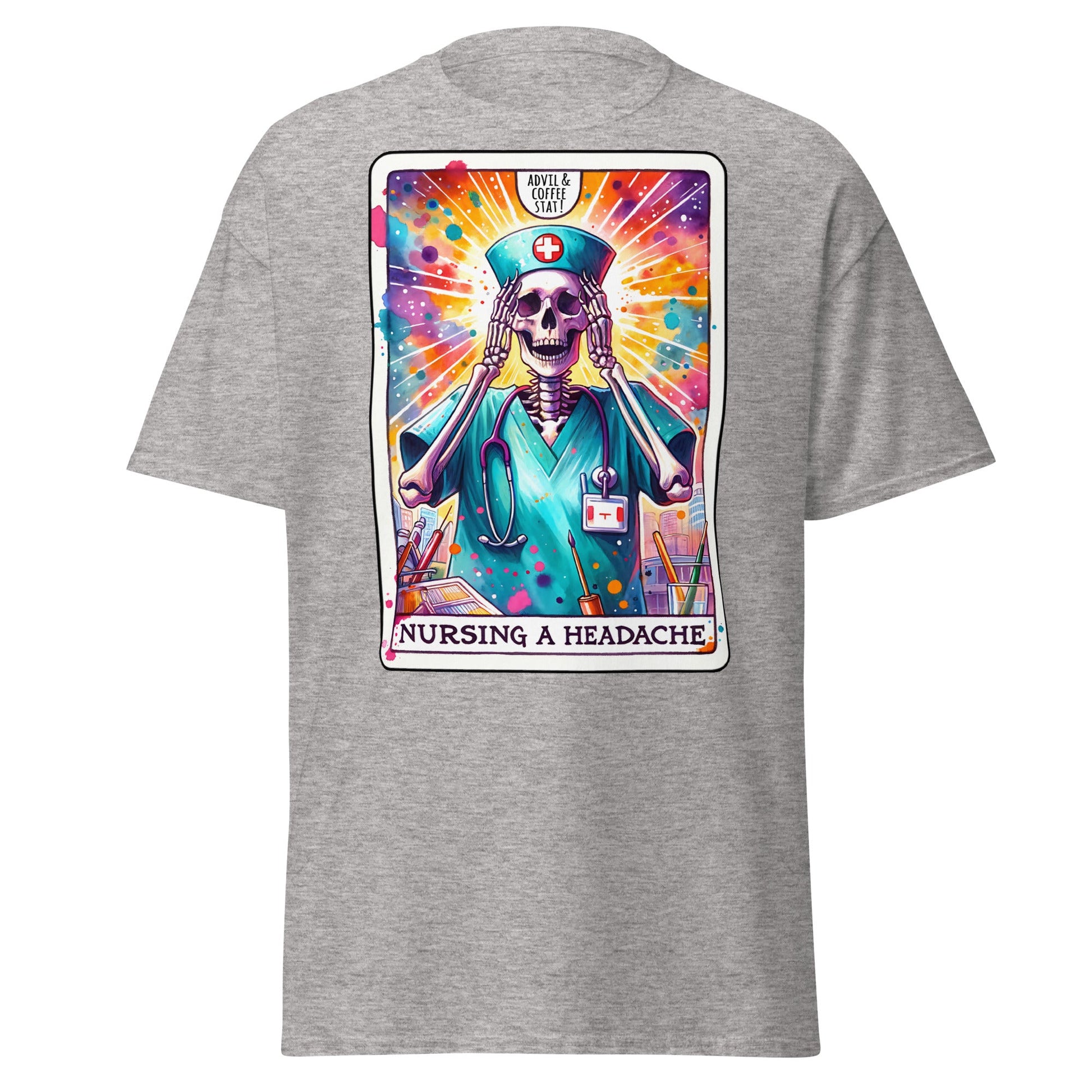 'Nursing a Headache' Tarot | Tarot Card T-Shirt - Sport Grey - T-Shirts Online
