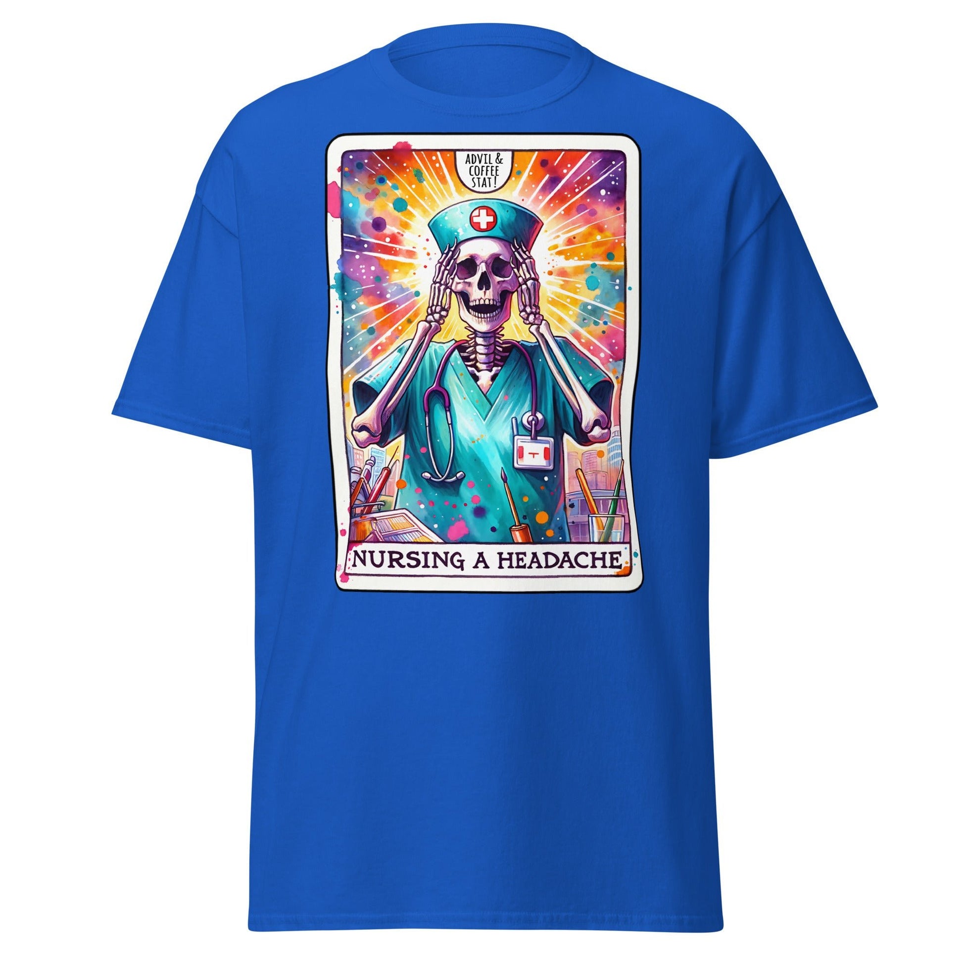 'Nursing a Headache' Tarot | Tarot Card T-Shirt - Royal - T-Shirts Online