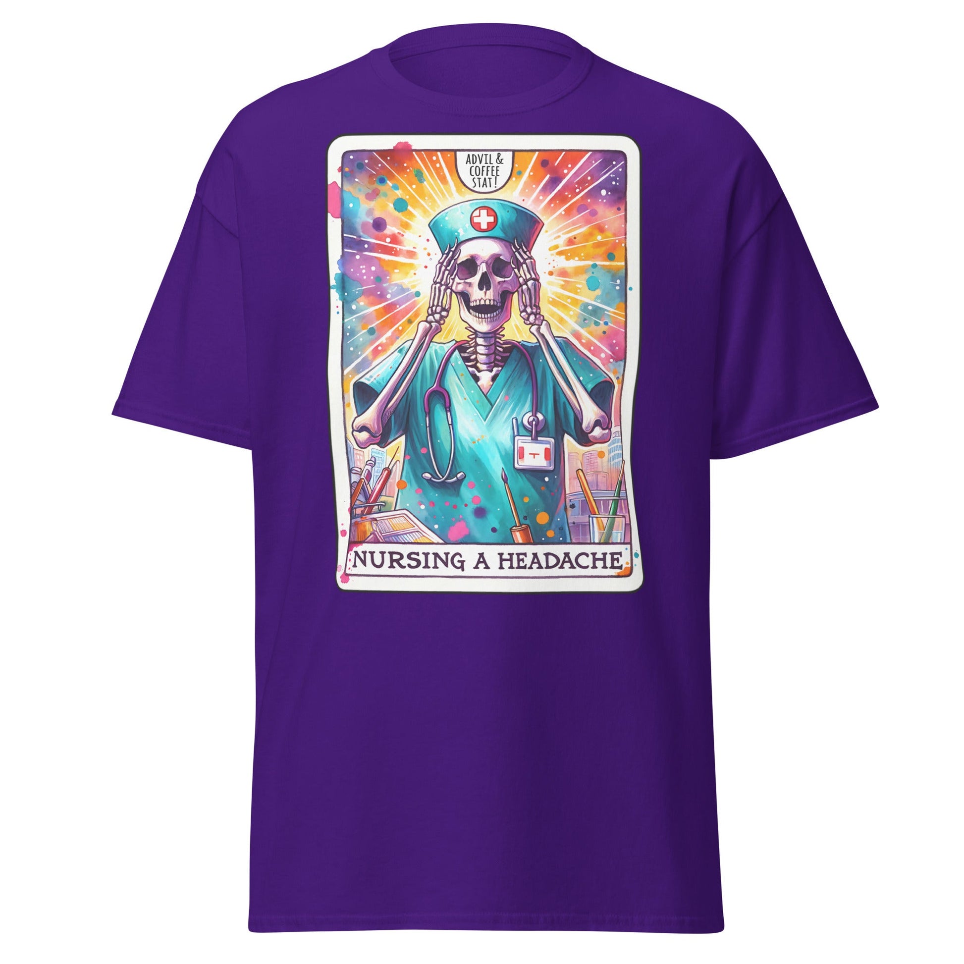 'Nursing a Headache' Tarot | Tarot Card T-Shirt - Purple - T-Shirts Online