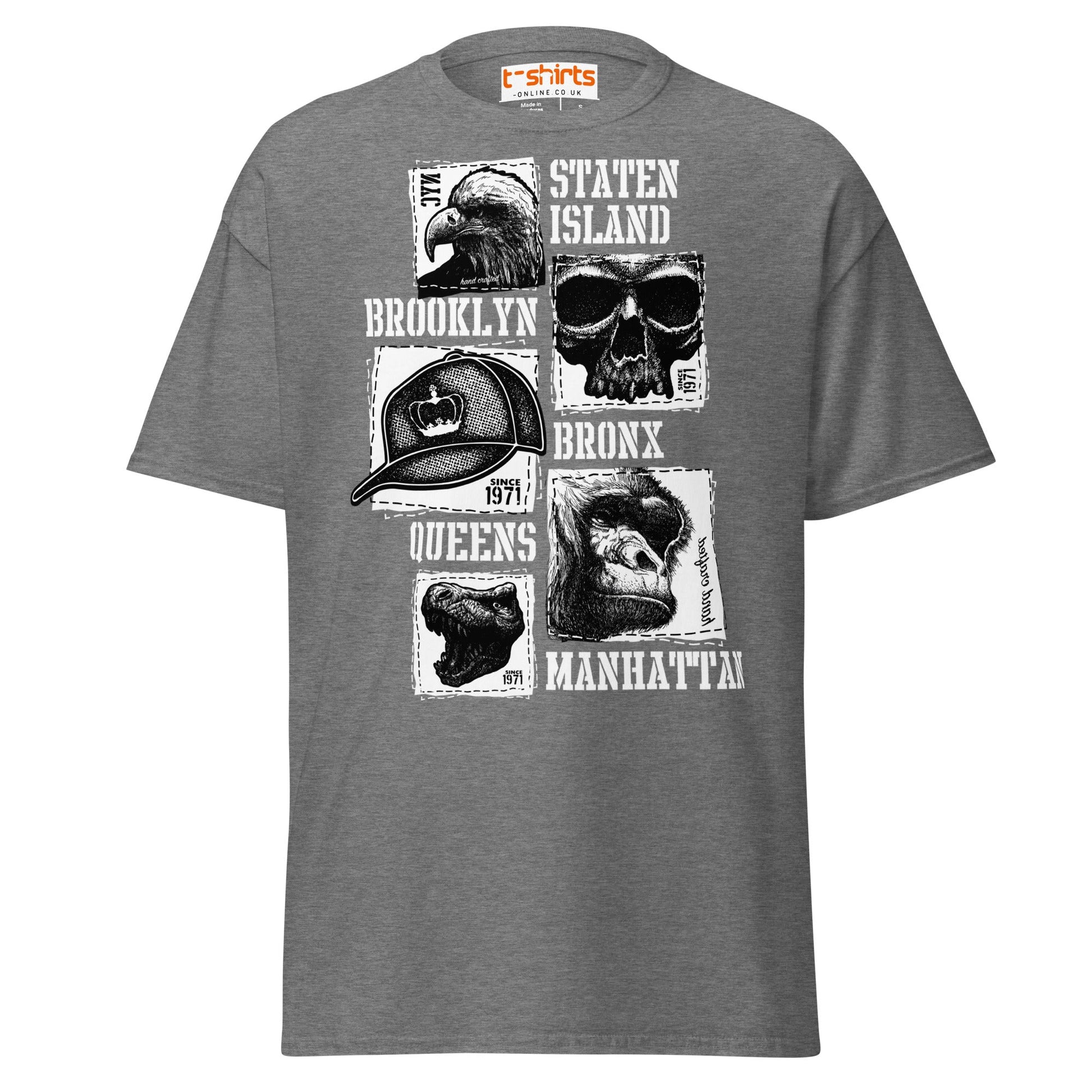 NYC Boroughs Graphic T-Shirt - Graphite Heather - T-Shirts Online