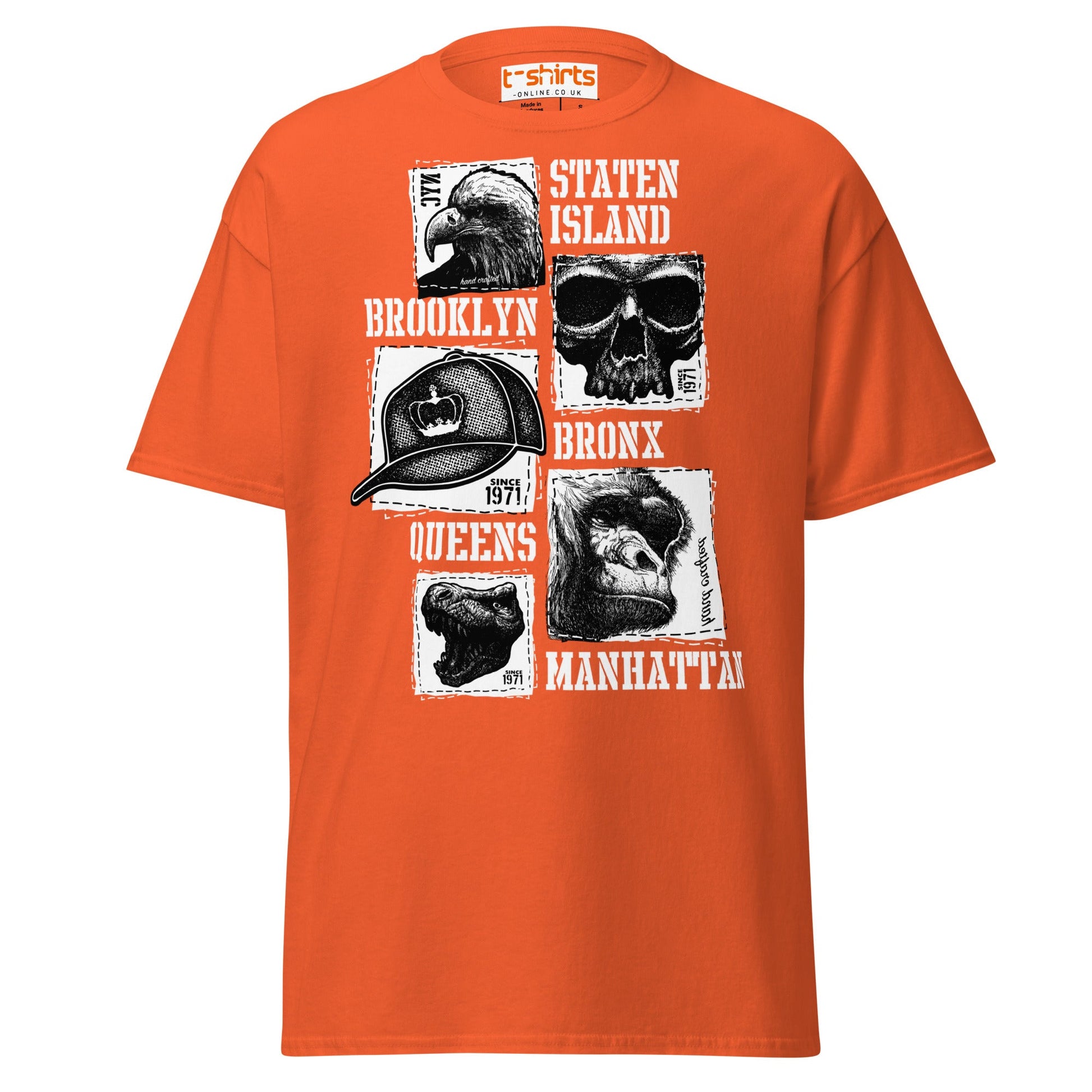 NYC Boroughs Graphic T-Shirt - Orange - T-Shirts Online