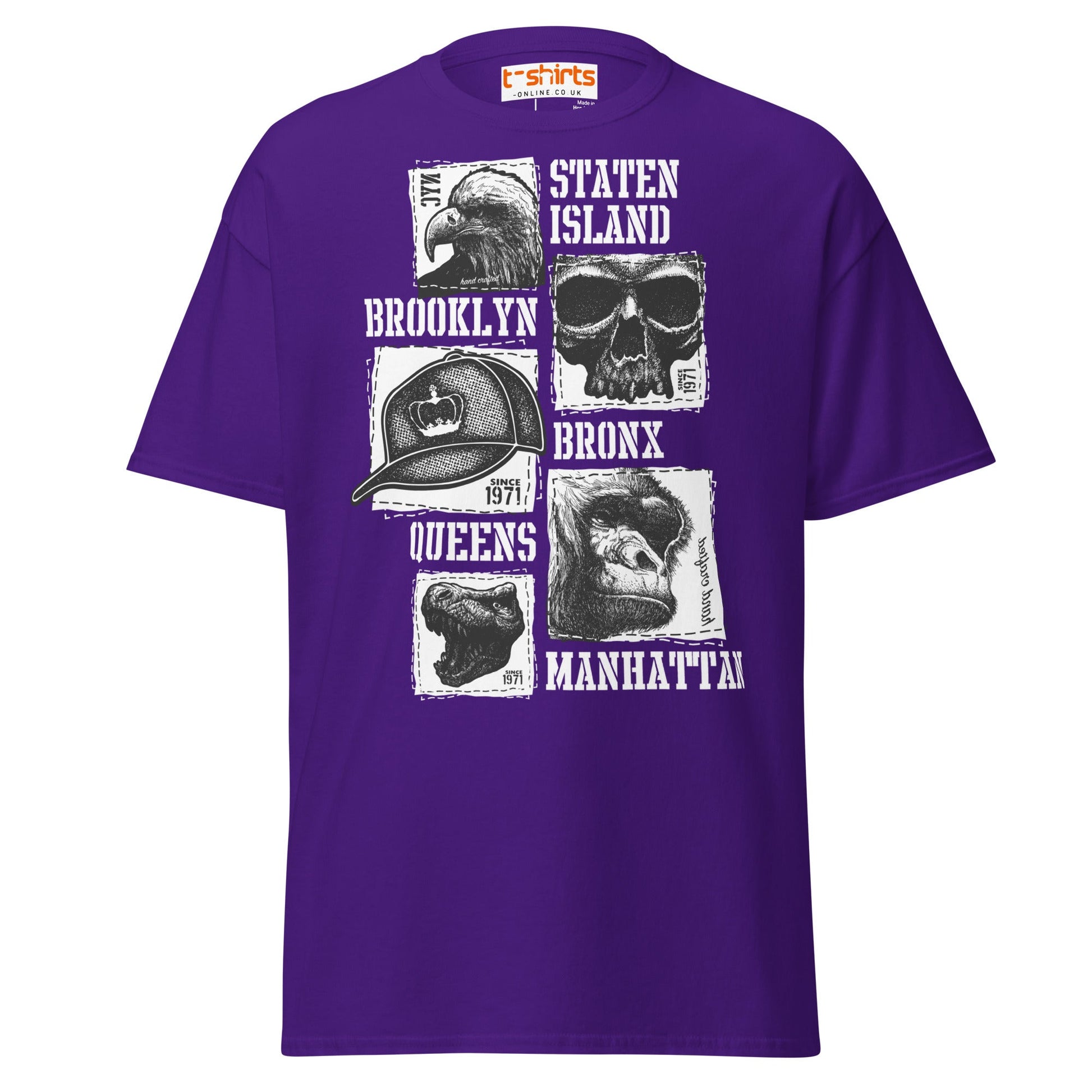 NYC Boroughs Graphic T-Shirt - Purple - T-Shirts Online