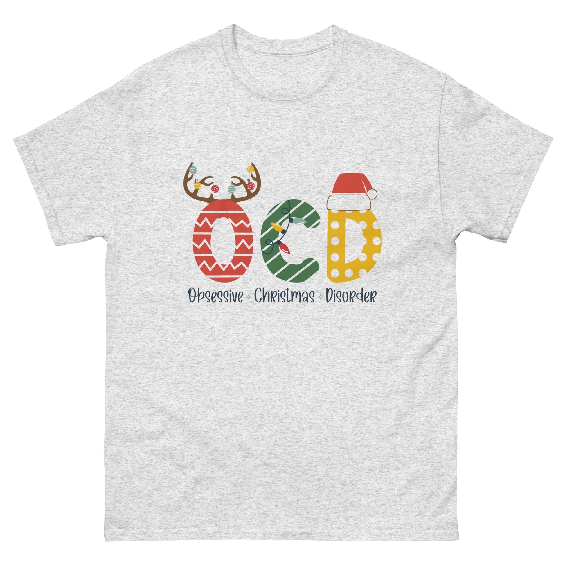 OCD Christmas | Christmas T-Shirt - Ash - T-Shirts Online