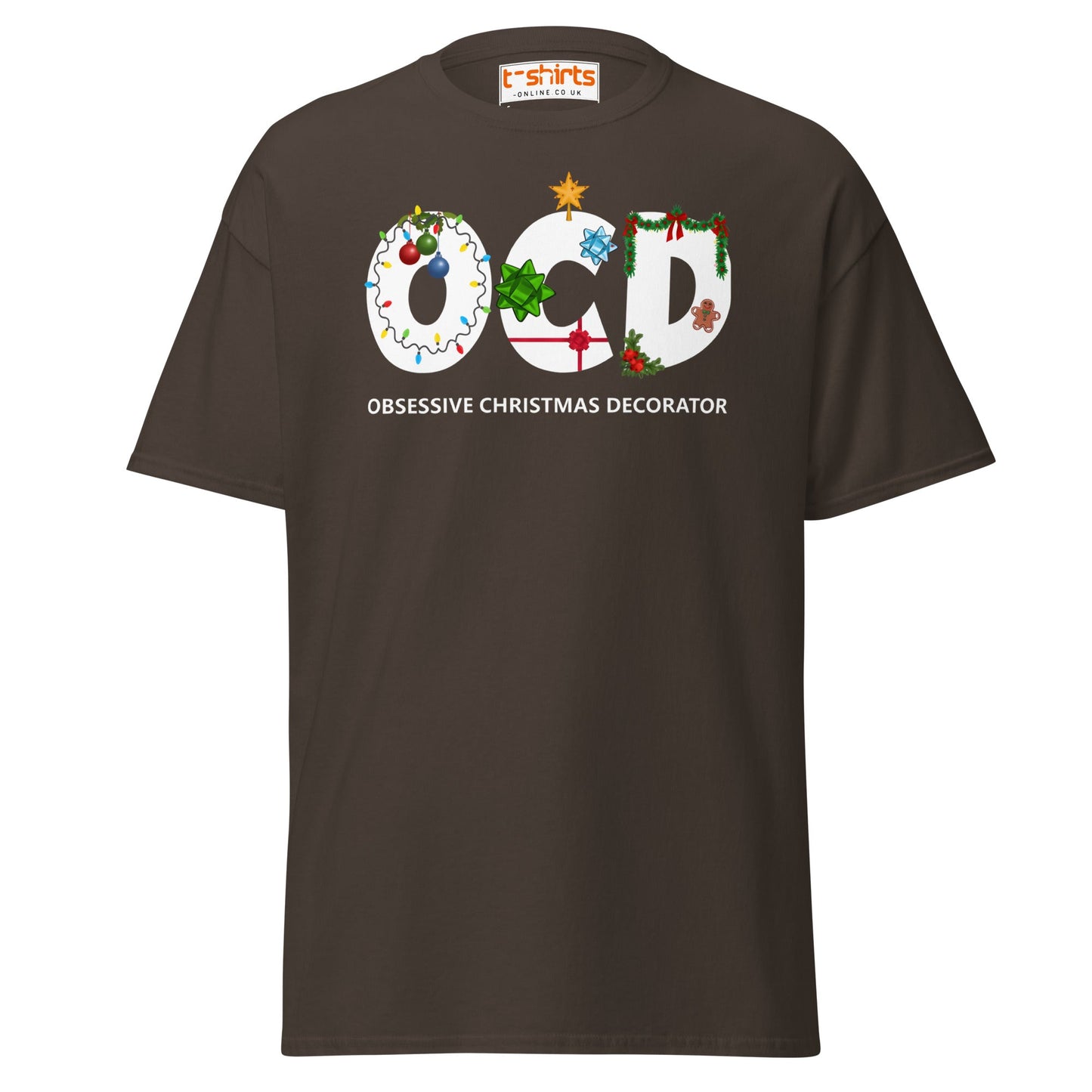 OCD Obsessive Christmas Decorator T-Shirt - Dark Chocolate - T-Shirts Online