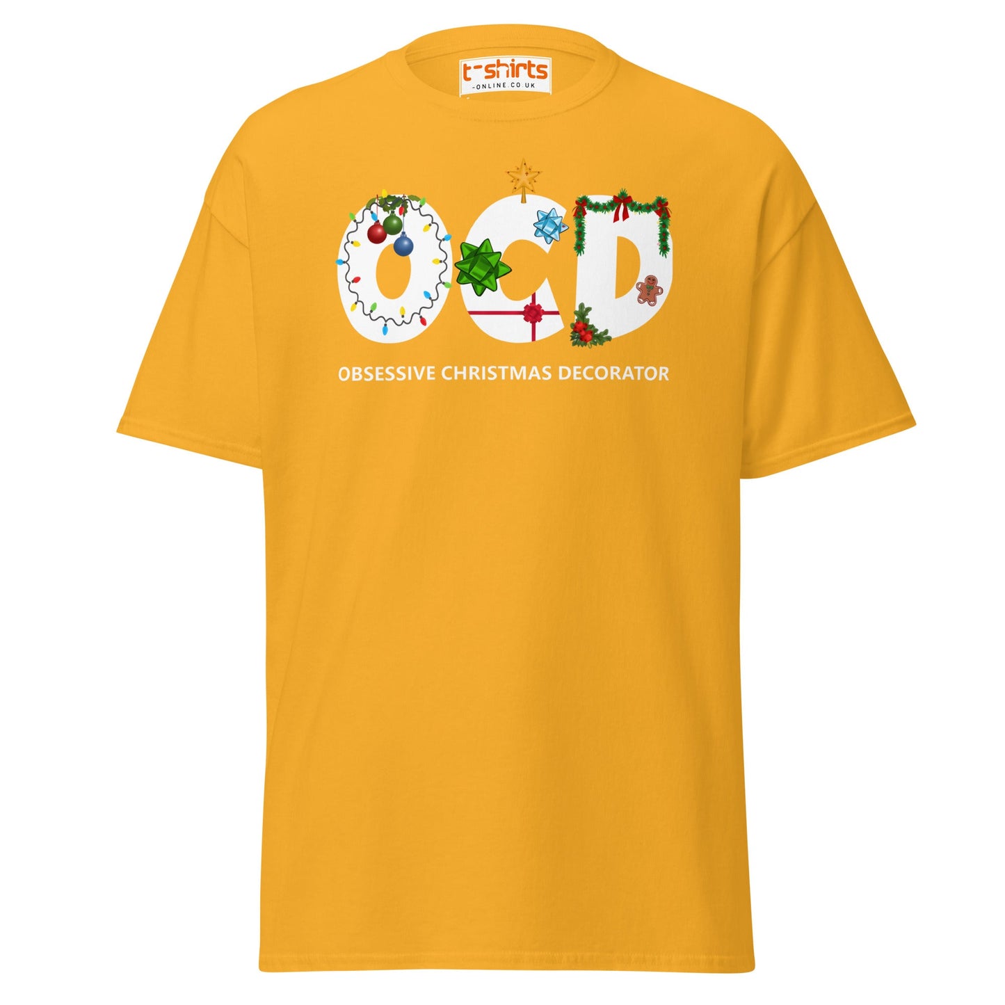 OCD Obsessive Christmas Decorator T-Shirt - Gold - T-Shirts Online