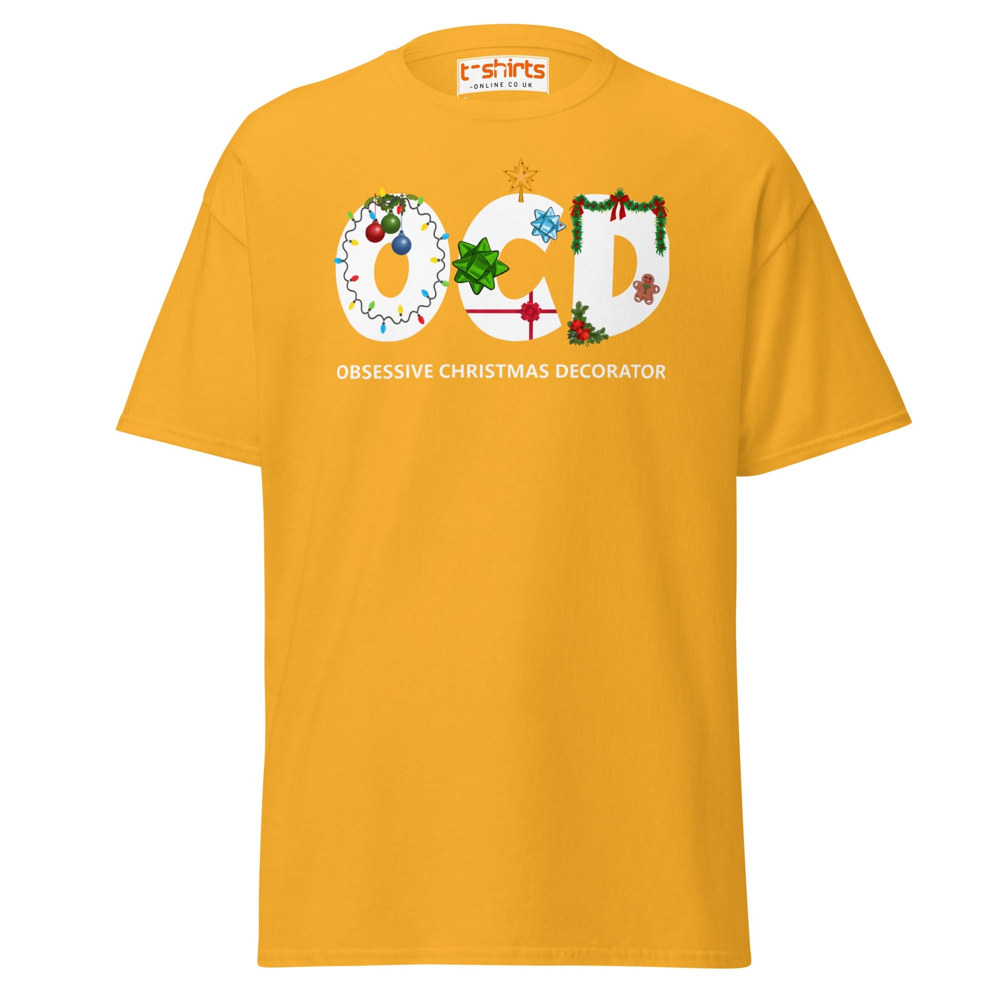 OCD Obsessive Christmas Decorator T-Shirt - Gold - T-Shirts Online