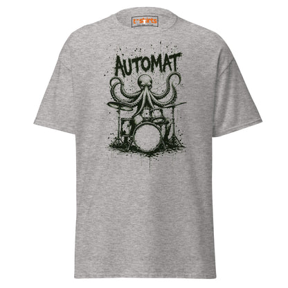 Octopus Drummer T-Shirt | Automat Band Ink Art Tee - Sport Grey - T-Shirts Online