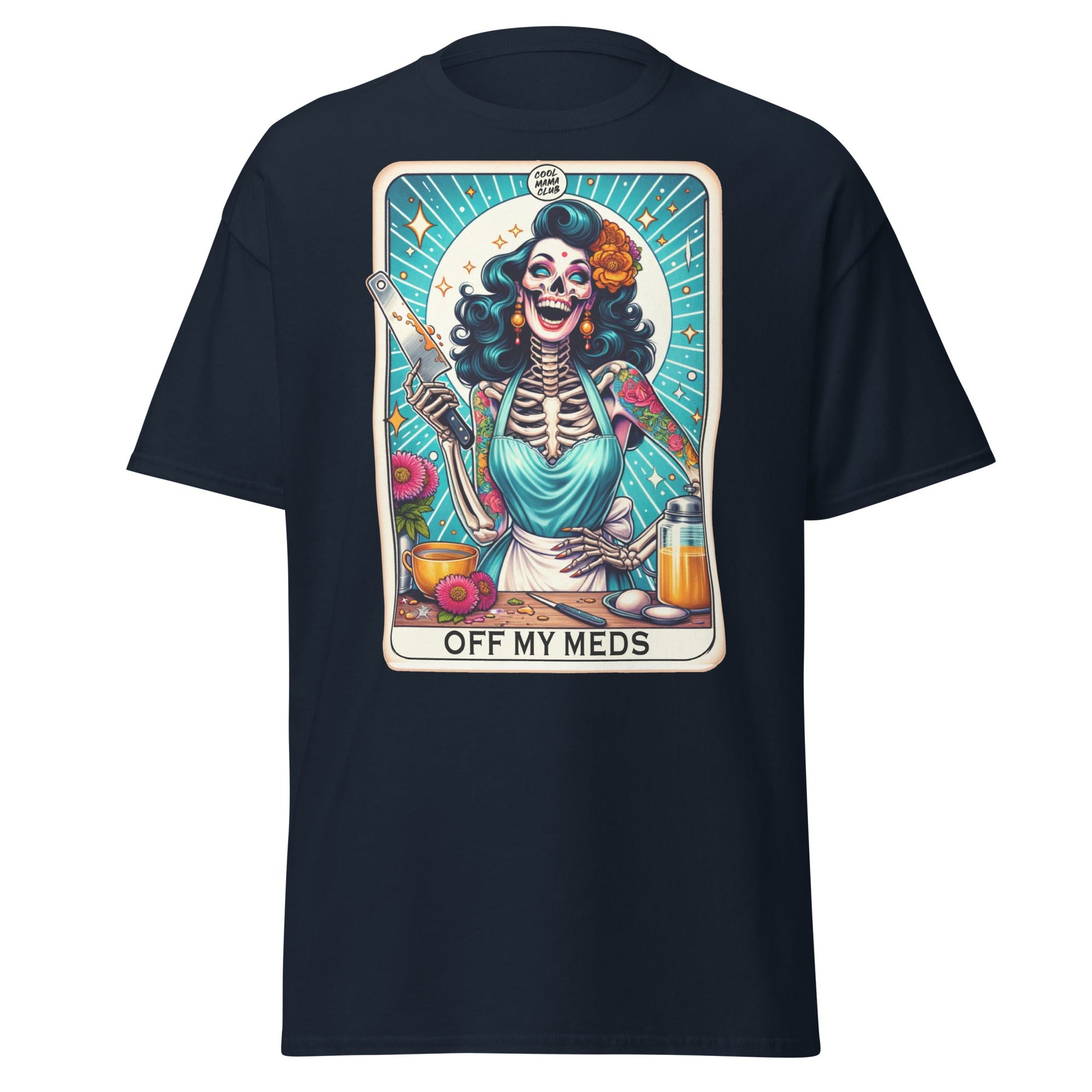 'Off My Meds' Tarot | Tarot Card T-Shirt - Navy - T-Shirts Online