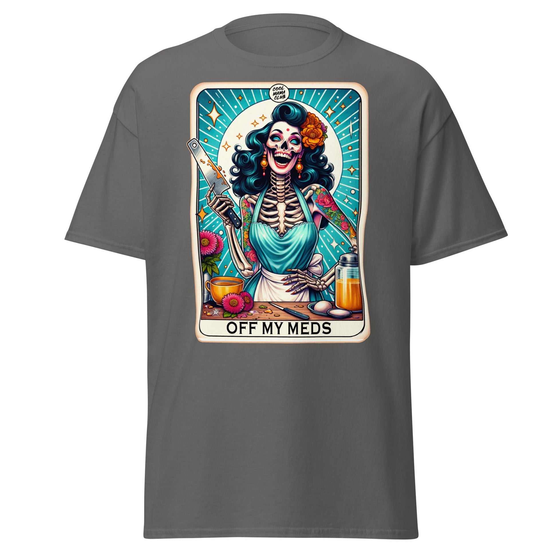 'Off My Meds' Tarot | Tarot Card T-Shirt - Charcoal - T-Shirts Online