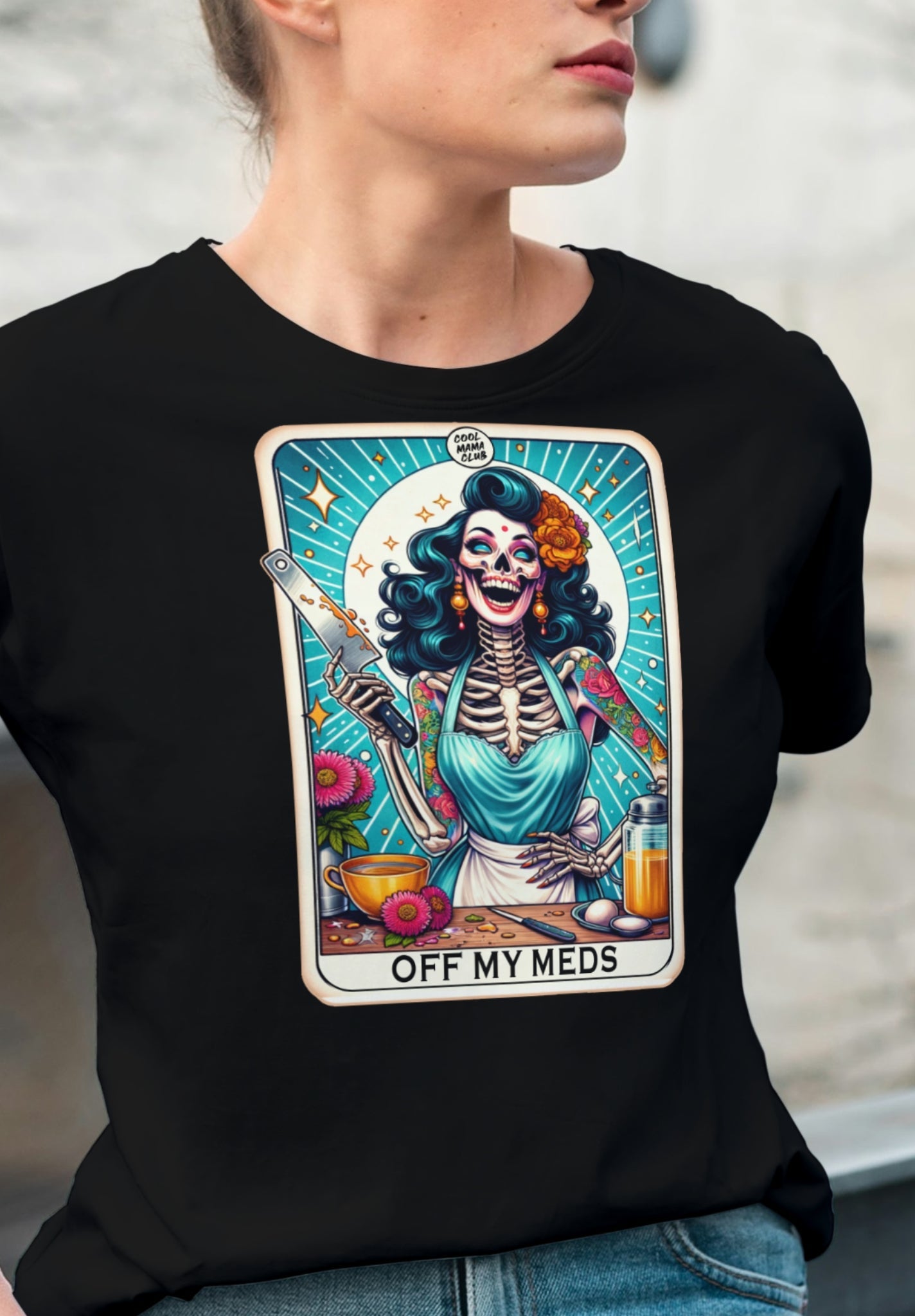 'Off My Meds' Tarot | Tarot Card T-Shirt - Black - T-Shirts Online
