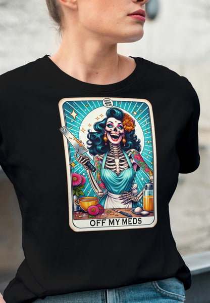 'Off My Meds' Tarot | Tarot Card T-Shirt - Black - T-Shirts Online