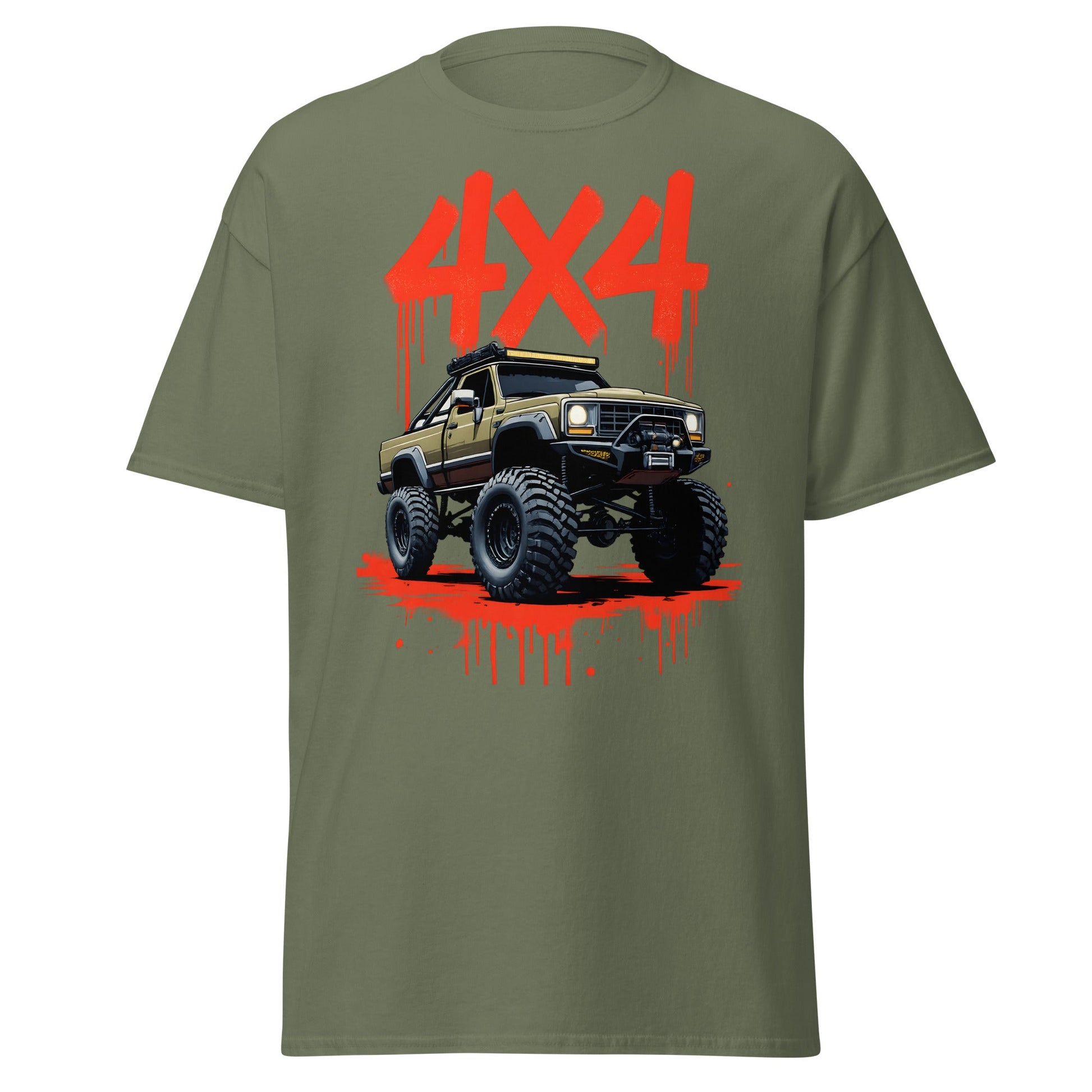 Off - Road Monster Truck 4x4 Graffiti T-Shirt - Military Green - T-Shirts Online