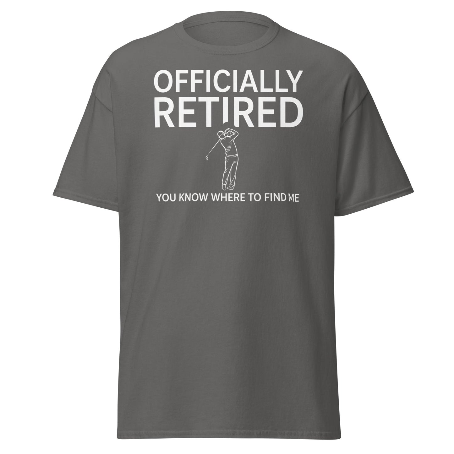 Officially Retired Golf T-Shirt - Funny Retirement Gift Tee - Charcoal - T-Shirts Online